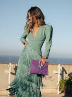 Cargar imagen en el visor de la galería, Salvia | Vestido Flecos