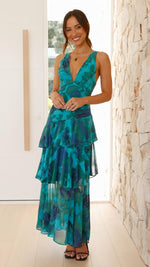 Cargar imagen en el visor de la galería, Vestido con Estampado Floral y Escote Profundo