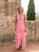 Cargar imagen en el visor de la galería, Vestido con Estampado Floral y Escote Profundo