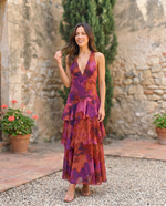 Cargar imagen en el visor de la galería, Vestido con Estampado Floral y Escote Profundo
