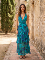 Cargar imagen en el visor de la galería, Vestido con Estampado Floral y Escote Profundo