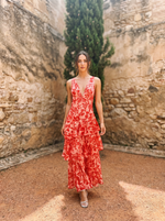 Cargar imagen en el visor de la galería, Vestido con Estampado Floral y Escote Profundo
