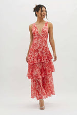 Cargar imagen en el visor de la galería, Vestido con Estampado Floral y Escote Profundo
