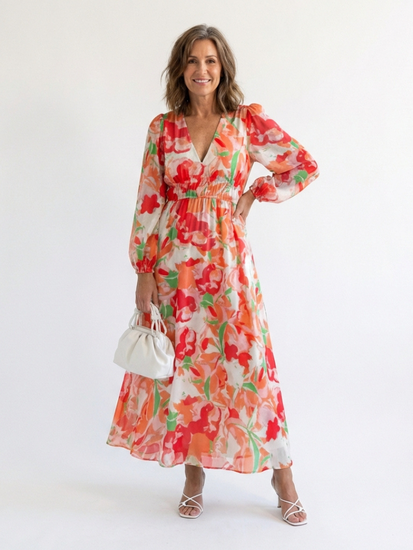 Althea | vestido maxi floral de manga larga