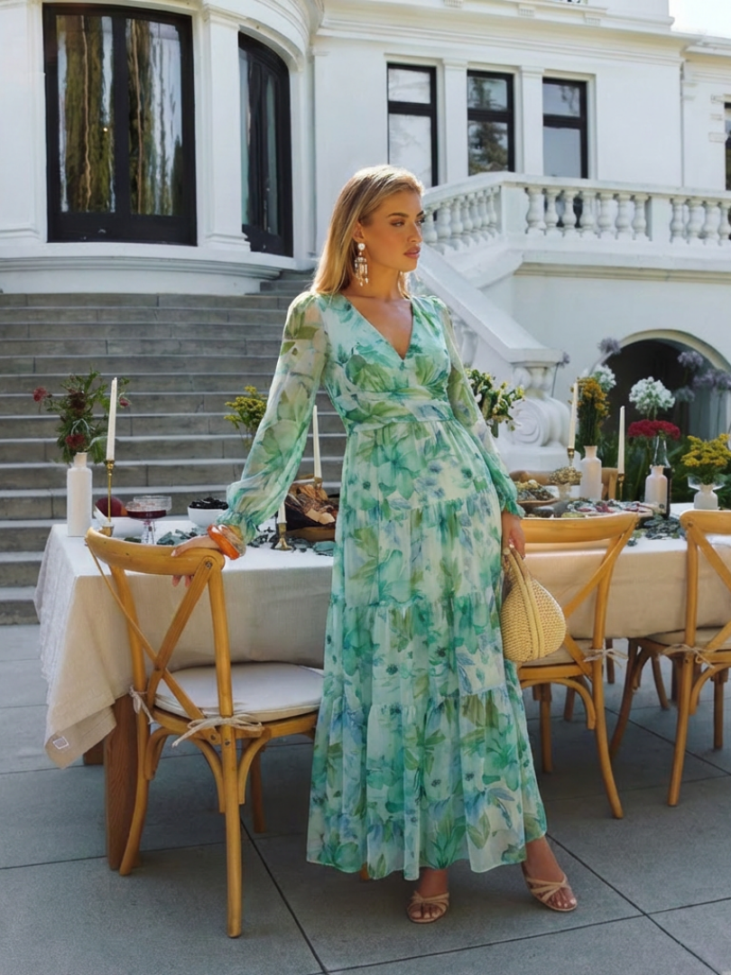 Althea | Vestido maxi floral de manga larga