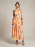 Cargar imagen en el visor de la galería, Esther™ | Vestido de Cuello Halter con Estampado de Acuarela
