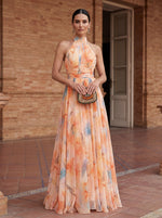 Cargar imagen en el visor de la galería, Esther™ | Vestido de Cuello Halter con Estampado de Acuarela
