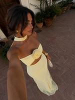 Cargar imagen en el visor de la galería, Vestido amarillo pastel con estampado floral
