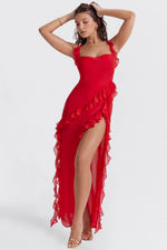 Cargar imagen en el visor de la galería, Ariela | Vestido Largo Con Volantes
