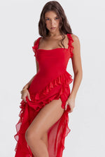 Cargar imagen en el visor de la galería, Ariela | Vestido Largo Con Volantes
