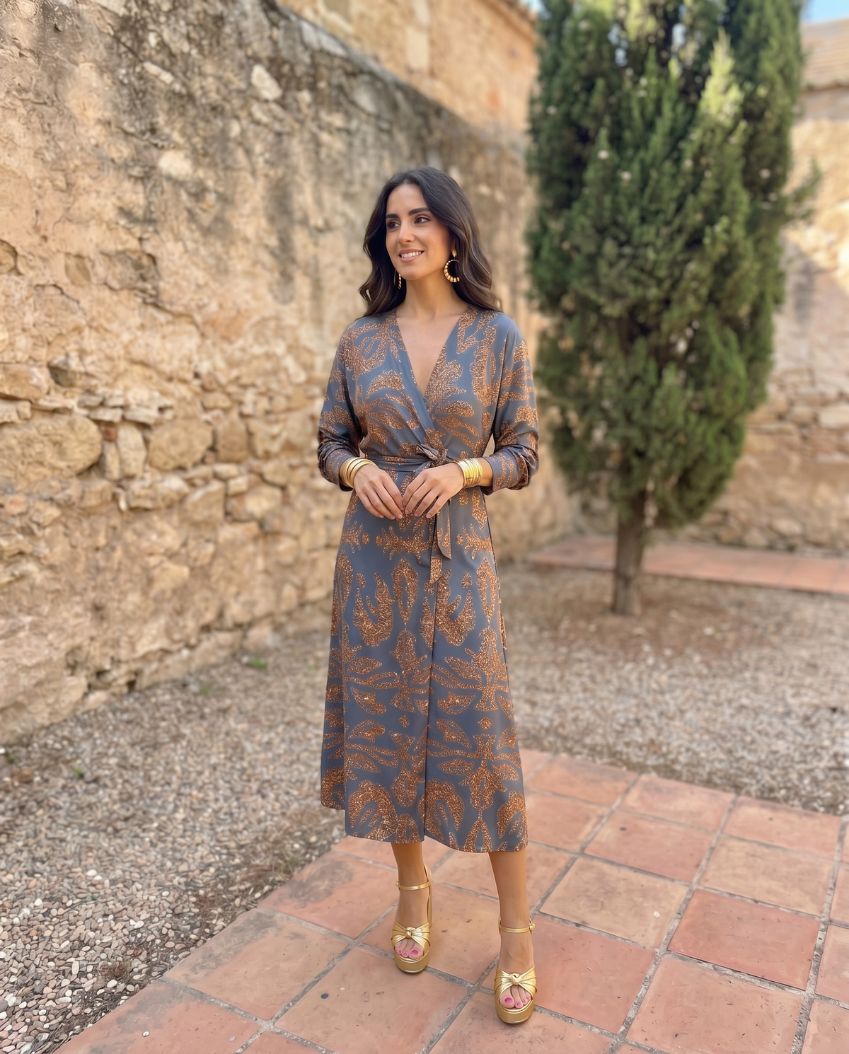 Silvia™ | vestido midi con estampado