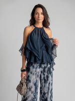 Cargar imagen en el visor de la galería, Élise | Conjunto elegante y ligero con top fluido y pantalones anchos
