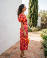 Cargar imagen en el visor de la galería, Carla | Vestido Midi Estampado con Mangas Abullonadas
